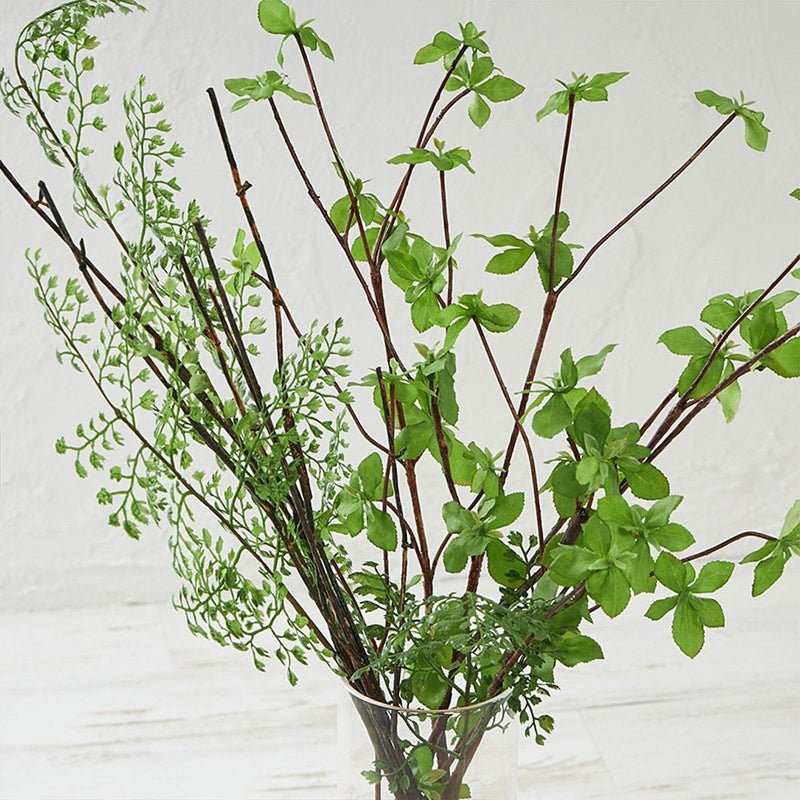 テーブルグリーン ドウダンツツジxアジアンタム　ガラスベース　H60 03