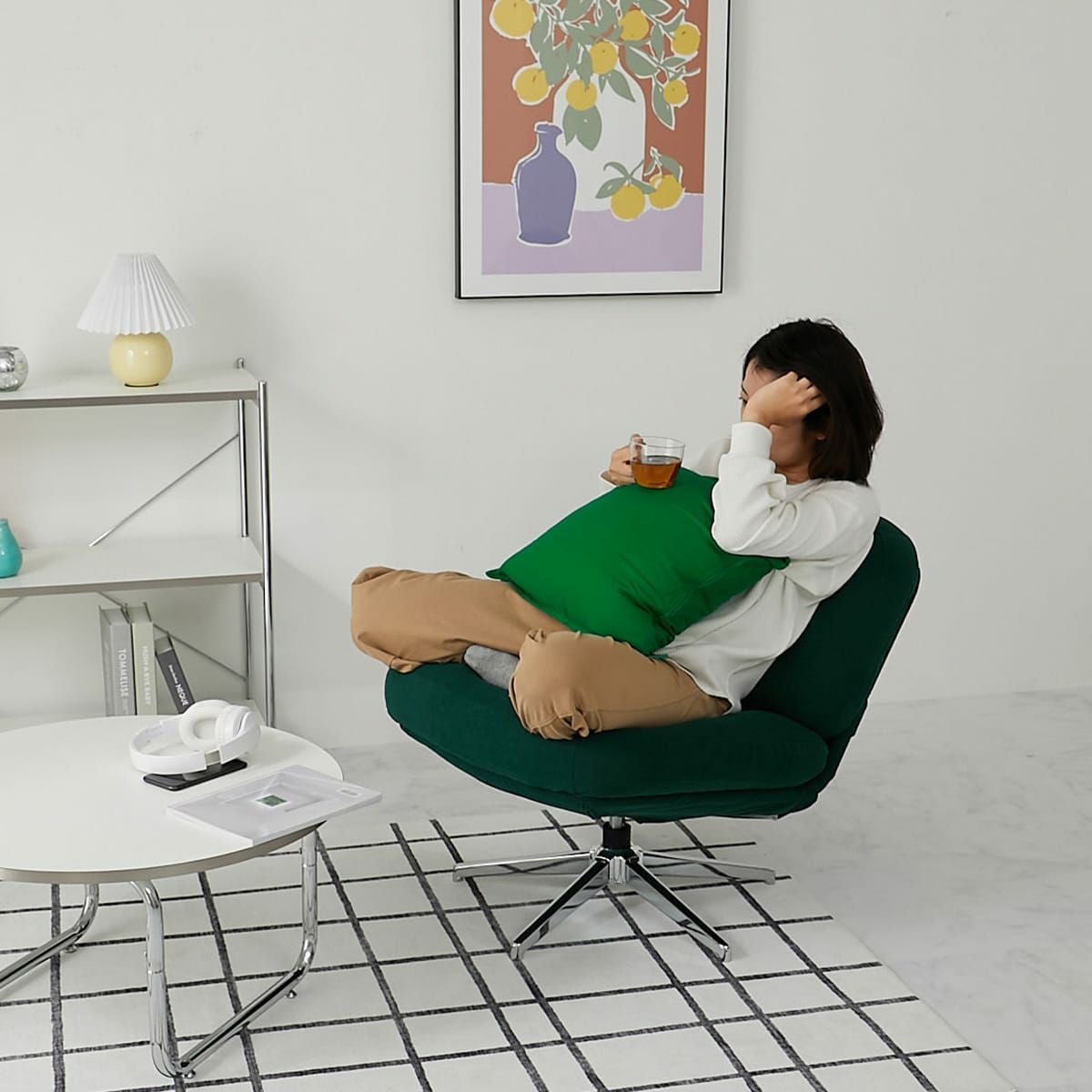 MONOA+シリーズ】一人掛けソファ レジャリー ダークグリーン 家具